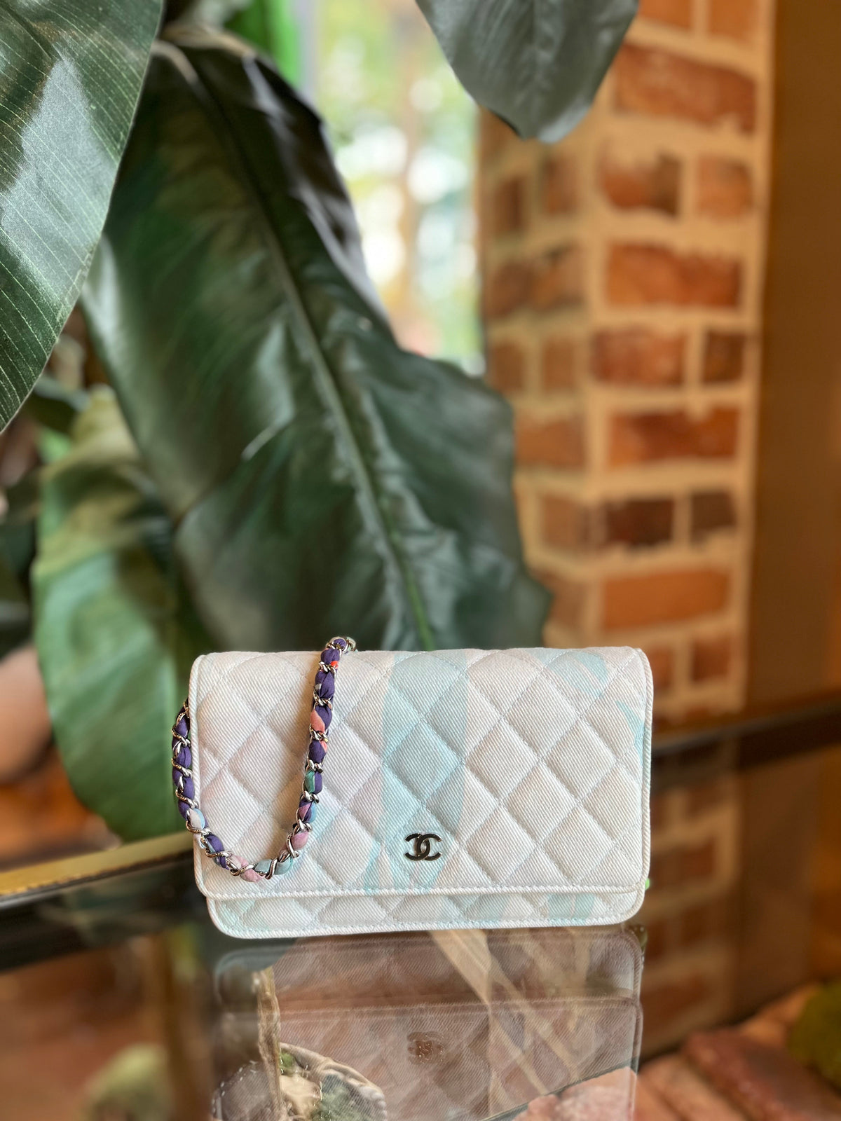 22S Light Blue Caviar Quilted Wallet On Chain (WOC)
