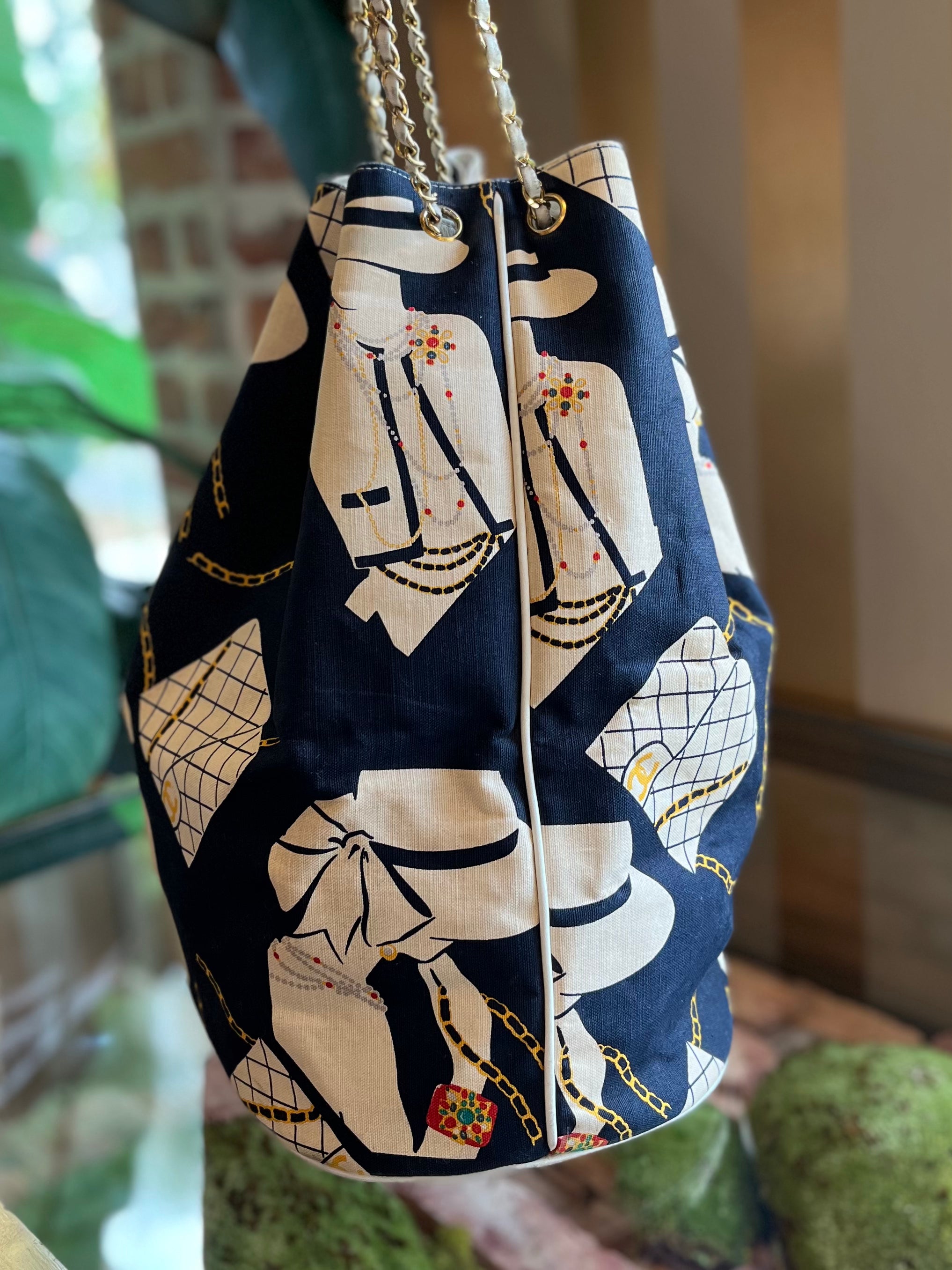 vintage navy blue chanel bag