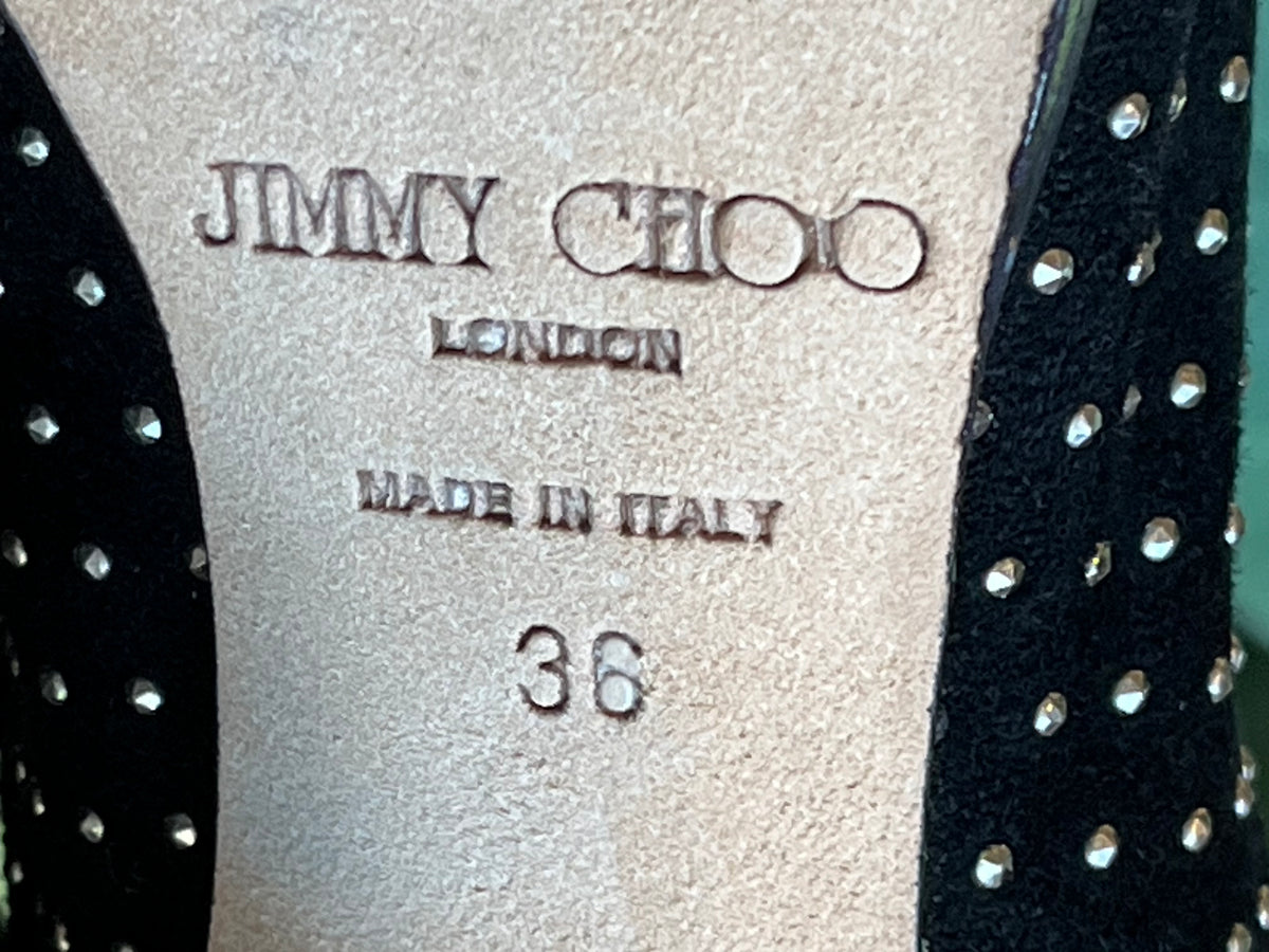 Jimmy Choo Tari Black Studded Boots SZ 36