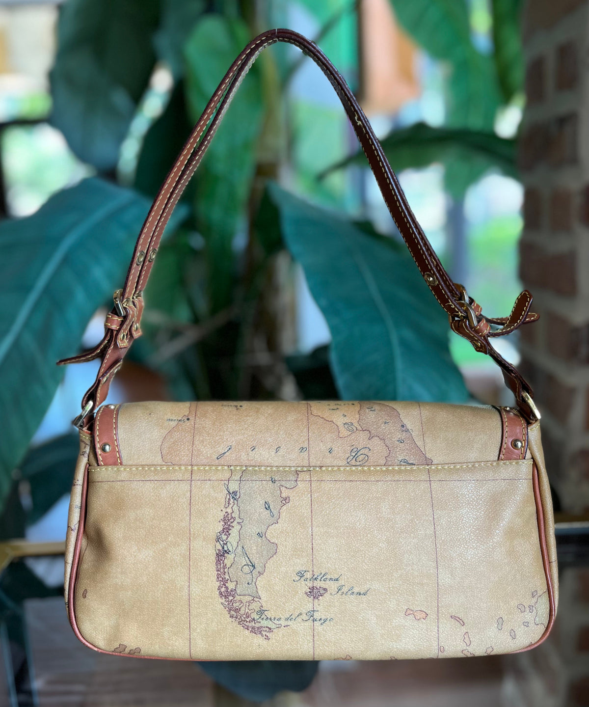 Alviero Martini Brown Atlas/Map Soulder Bag
