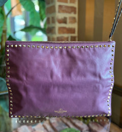 Rockstud leather crossbody bag Valentino Garavani Purple in Leather -  35600437