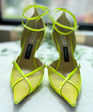 Jimmy Choo X Mugler Yellow Patent Leather Pump Heels SZ 39.5