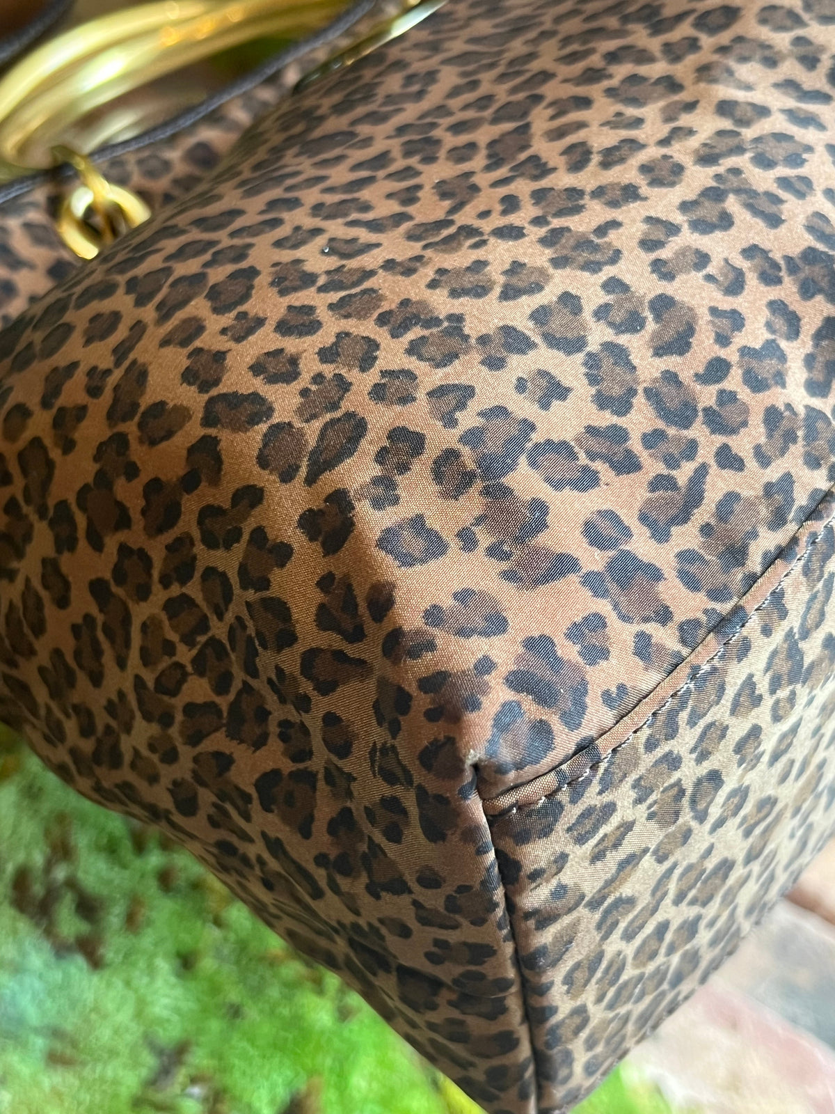 BOTTEGA VENETA Leopard Print Nylon Vintage Two-Way Tote Bag
