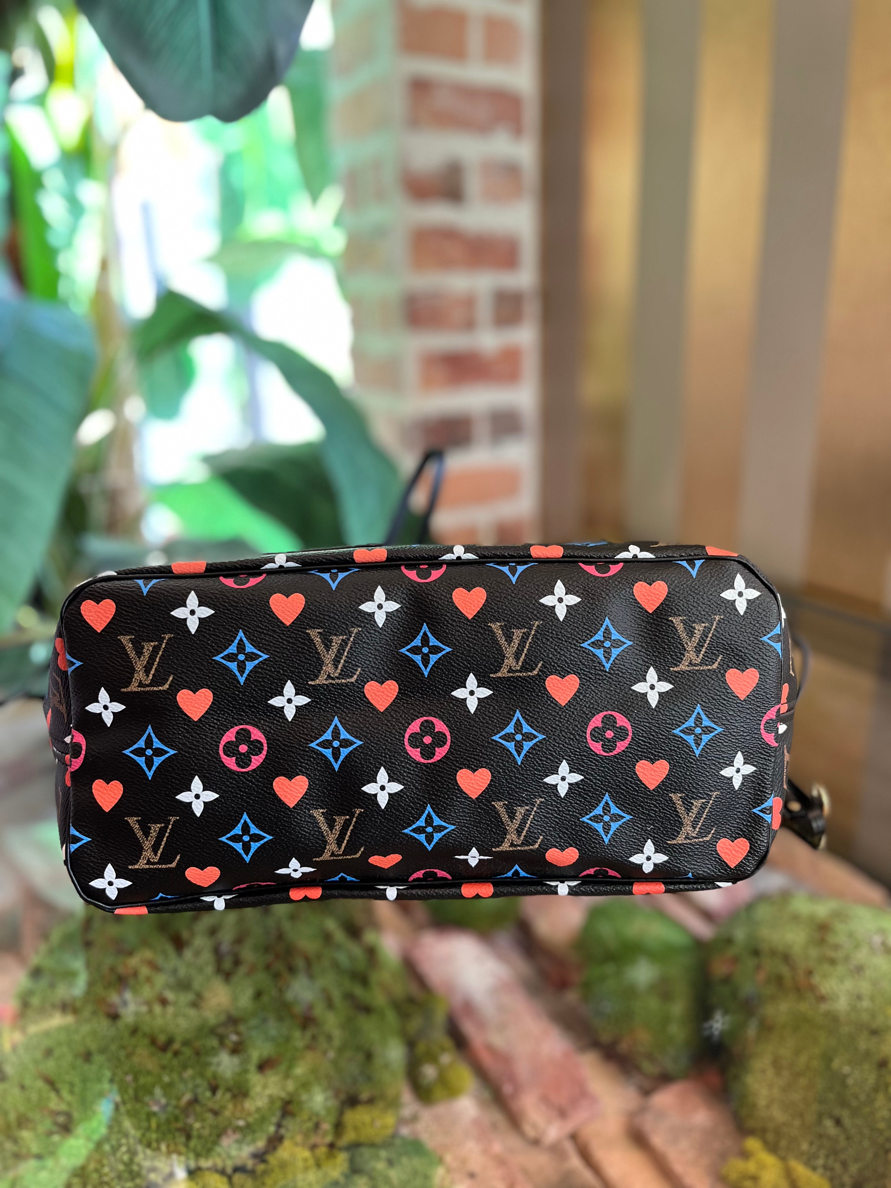 Black, Red, Blue, and White Monogram Canvas Game On Neverfull