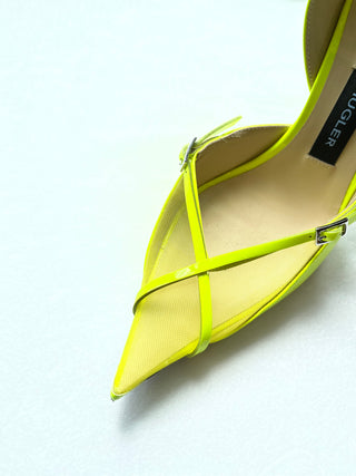 Jimmy Choo X Mugler Yellow Patent Leather Pump Heels SZ 39.5