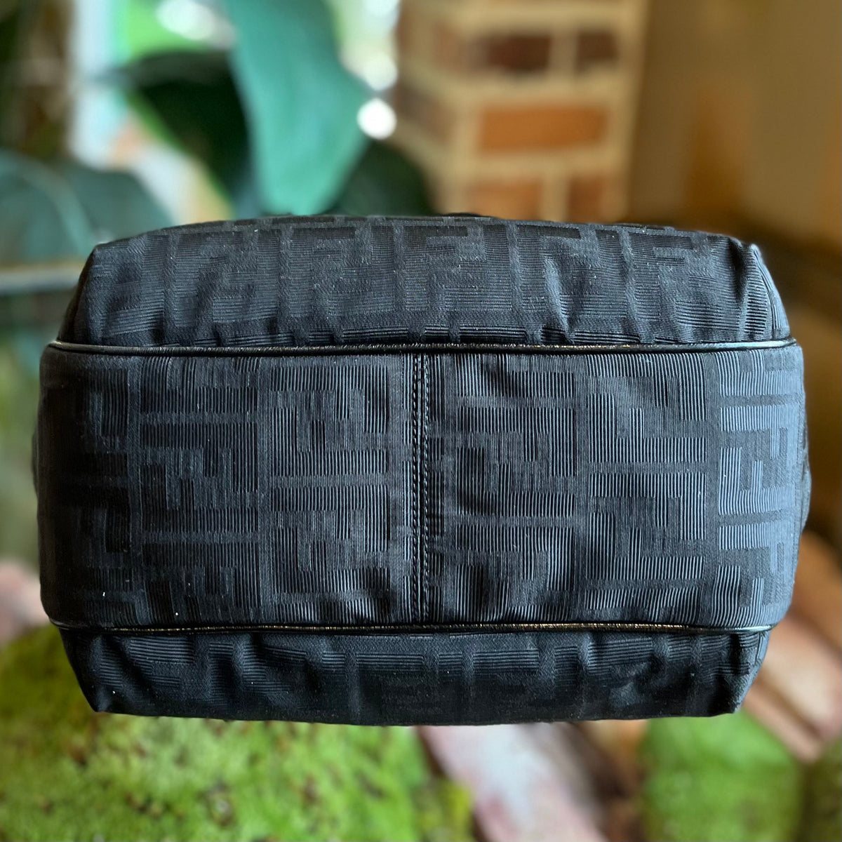 FENDI Black Zucca Canvas Shoulder Bag