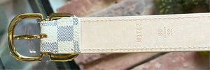 LOUIS VUITTON Damier Azur LV Initiales 32mm Belt 80 32 Rose