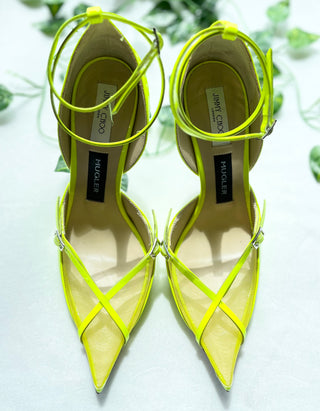 Jimmy Choo X Mugler Yellow Patent Leather Pump Heels SZ 39.5