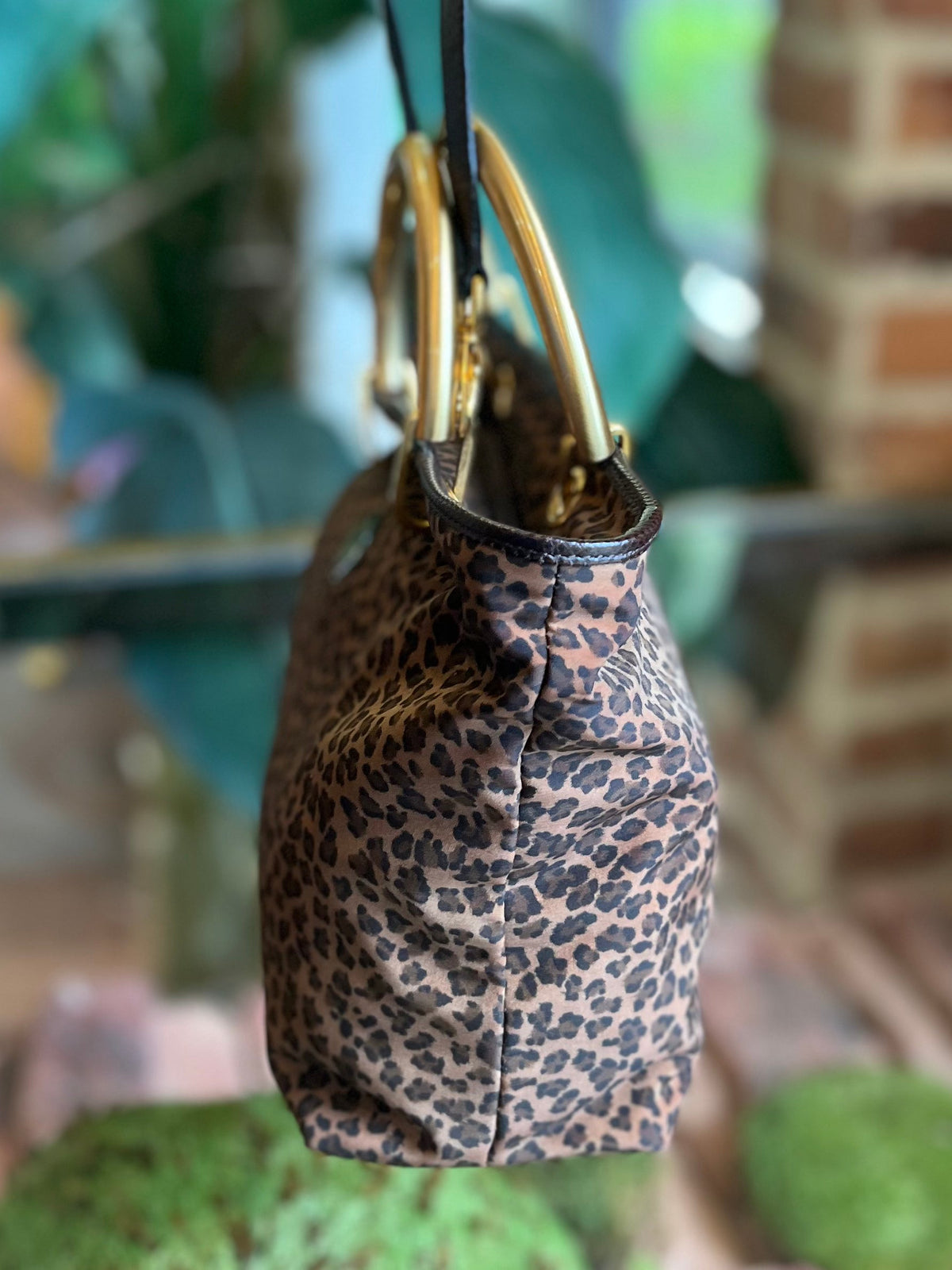 BOTTEGA VENETA Leopard Print Nylon Vintage Two-Way Tote Bag