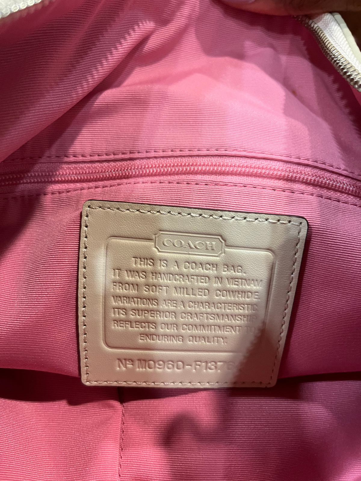 COACH Cream Pebble Leather Shoulder/Crossbody Bag