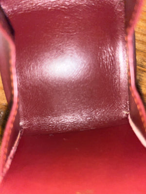 CARTIER Bordeaux Calfskin Leather Vintage Coin Pouch