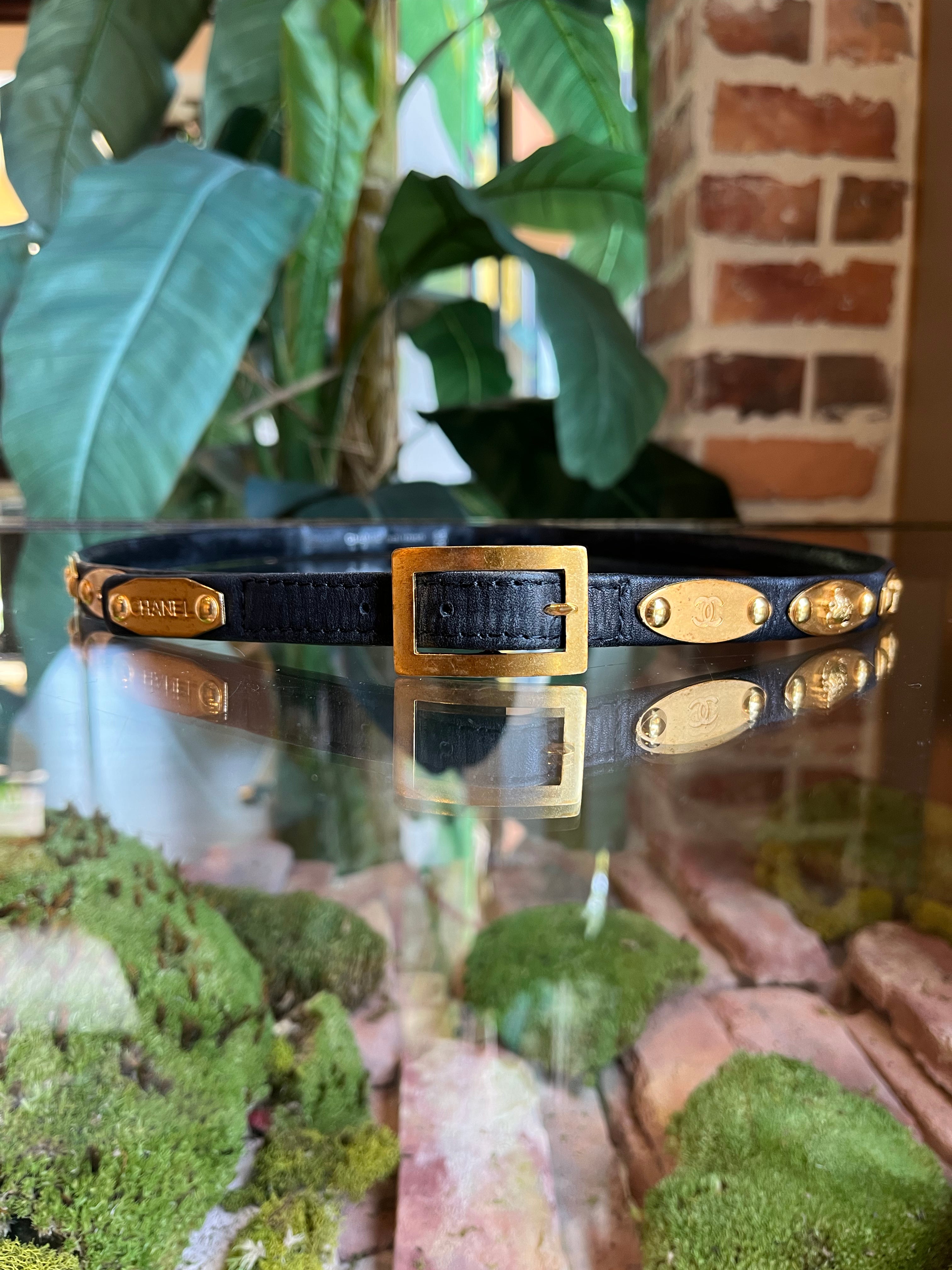 CHANEL-CoCo-Mark-Buckle-Leather-Belt-Black-85/34-08C