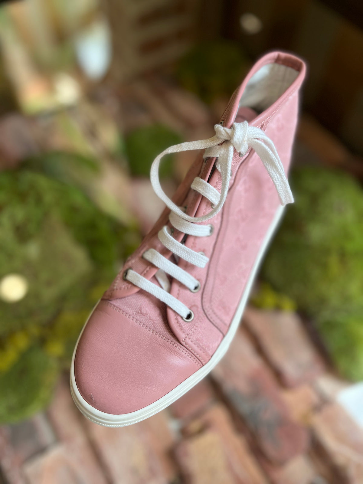 Gucci Pink GG Canvas High Top Sneakers SZ 37.5