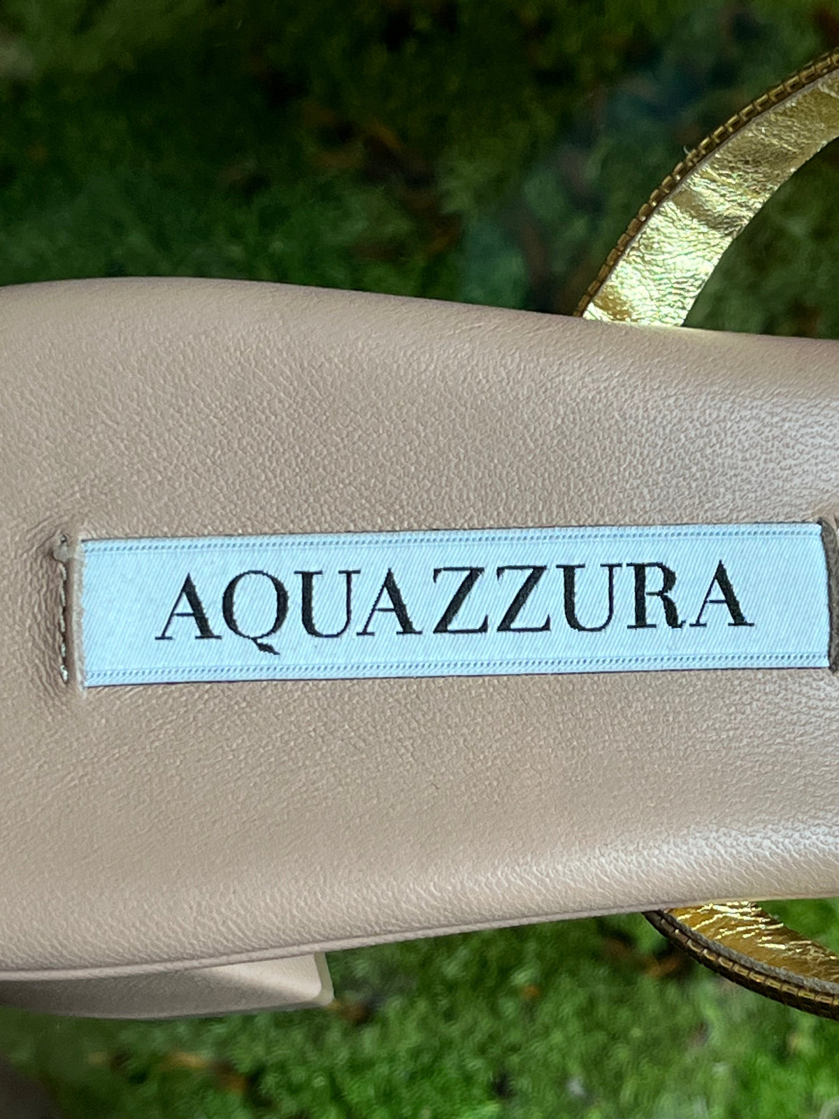 Aquazzura Nude &amp; Gold Laguna 50mm Sandals SZ 38