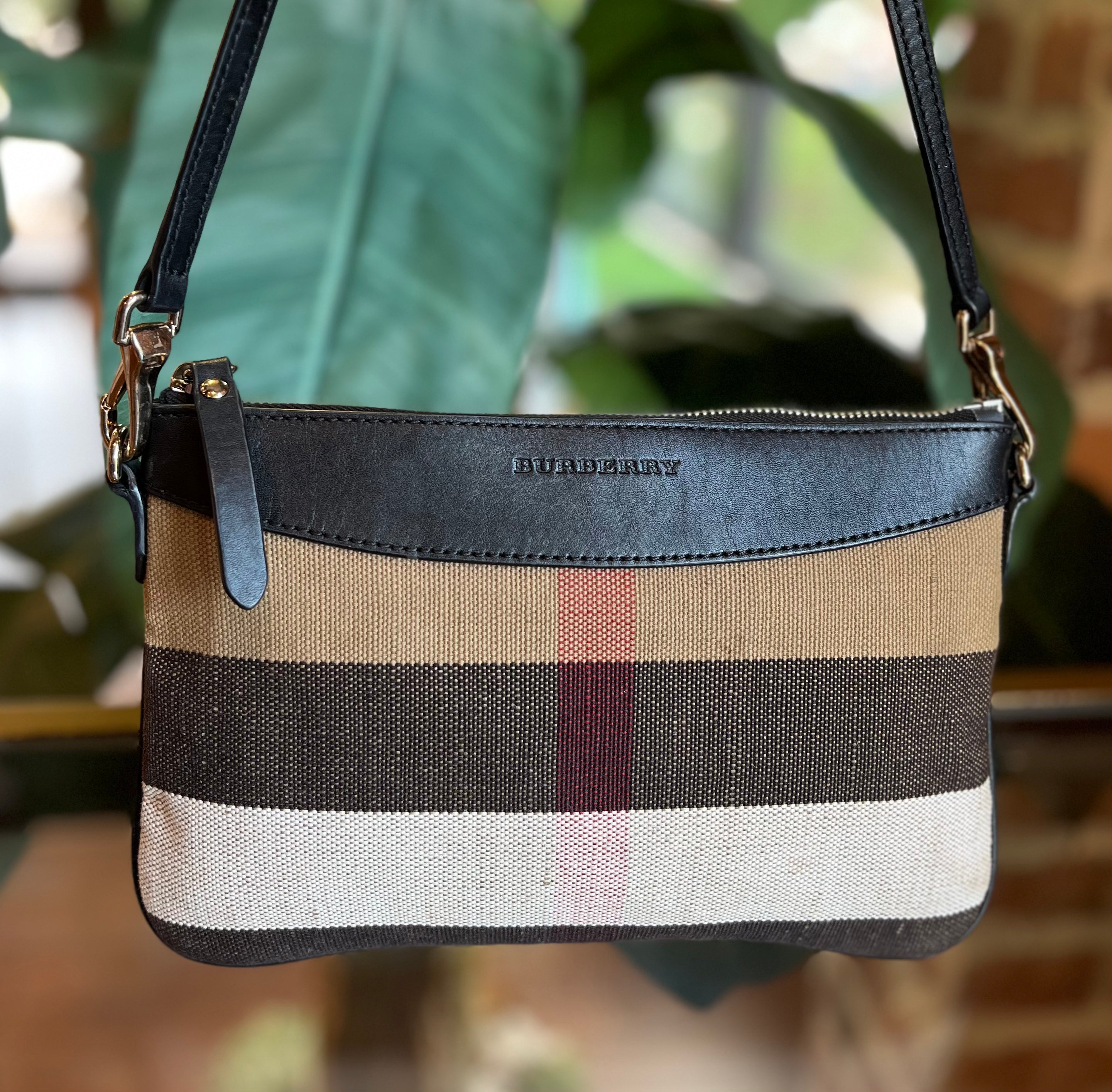 Burberry Medium Check Riveted Ashby Canvas Tote
