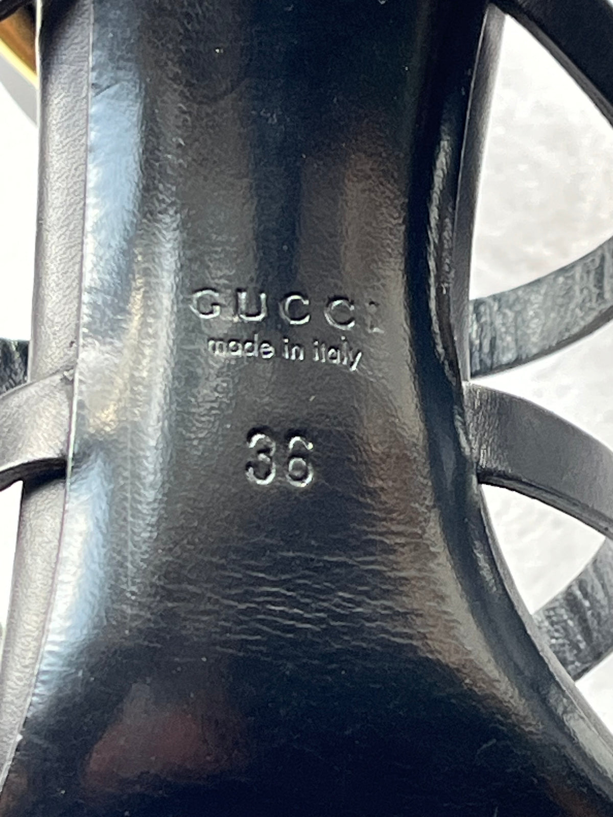 Gucci Black Leather Horsebit Sandals SZ 36