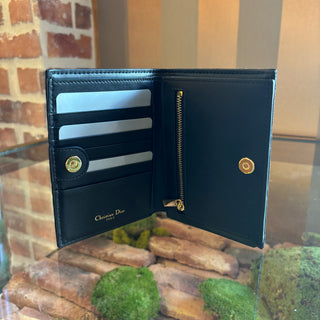 DIOR Black Cannage Quilted Supple Leather Caro Slim Wallet