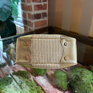 PRADA Raffia Gold Top Handle Bag Small