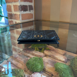 DIOR Black Cannage Quilted Supple Leather Caro Slim Wallet
