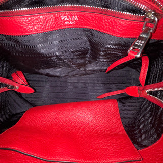 PRADA Red Daino Leather Tote