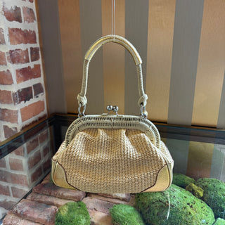 PRADA Raffia Gold Top Handle Bag Small