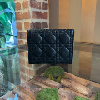 DIOR Black Cannage Quilted Supple Leather Caro Slim Wallet