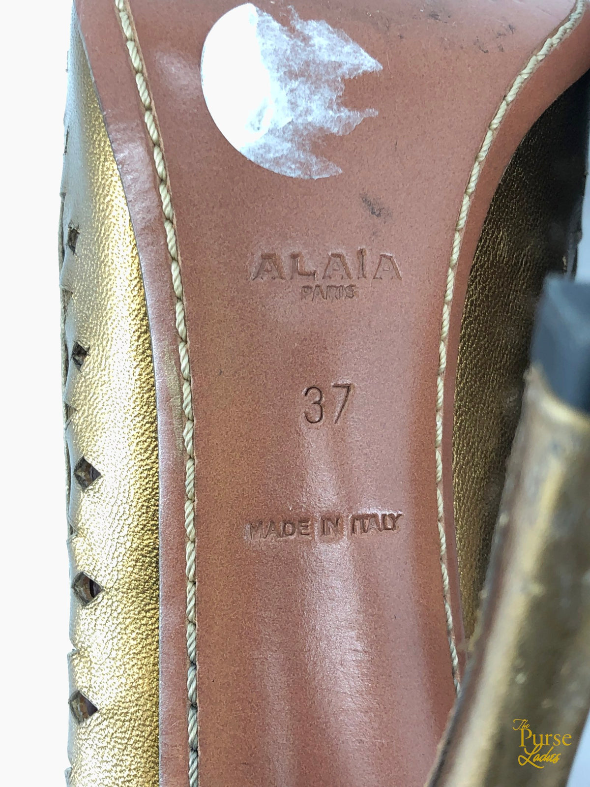 ALAIA Gold Metallic Laser Cut Leather Pumps SZ 37