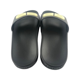 BALENCIAGA Black BB Fluorescent Pool Slides Sz 5