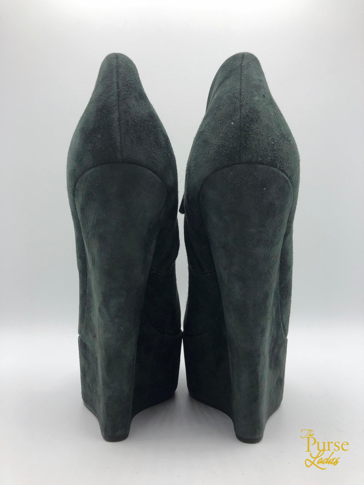 Giuseppe Gray Suede Sculpted Wedge Bootie Sz 39