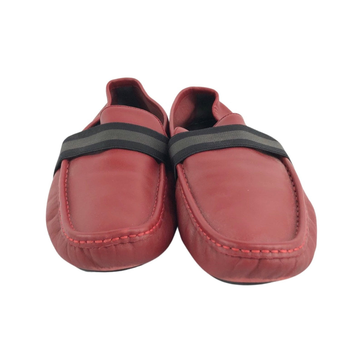 GUCCI Red Leather Viaggio Men&#39;s Loafers Sz 8.5