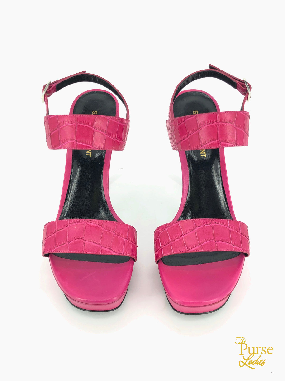 Women's crocodile cut-out sandal in pink