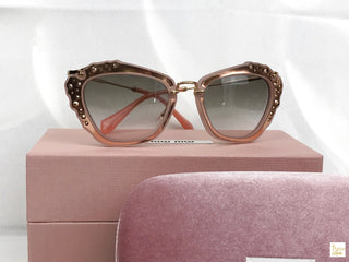 MIU MIU SMU04Q Pink Studded Cateye Sunglasses