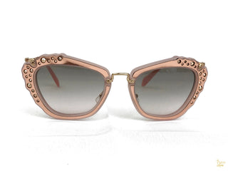 MIU MIU SMU04Q Pink Studded Cateye Sunglasses