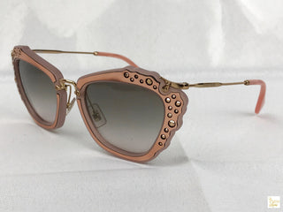 MIU MIU SMU04Q Pink Studded Cateye Sunglasses