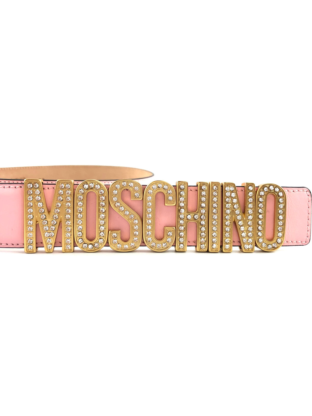 MOSCHINO Pink Logo Leather Belt SZ38 (XS)