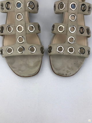 PRADA Beige Suede Rivet Stud Caged Sandals