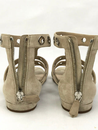 PRADA Beige Suede Rivet Stud Caged Sandals