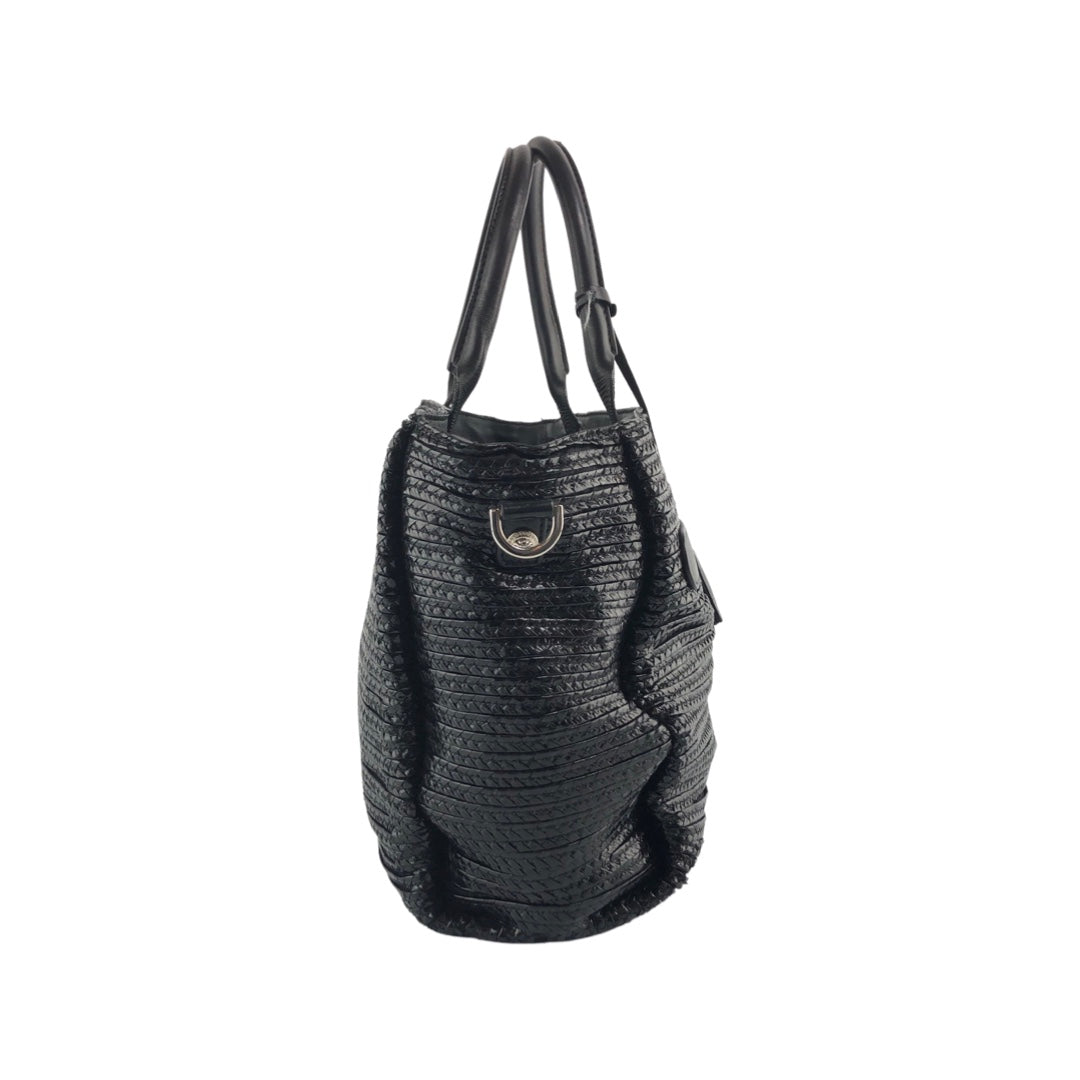VERSACE Black Raffia Woven Two-Way Tote Bag (Missing Strap)