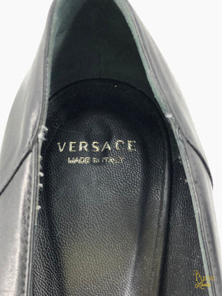 VERSACE Black Leather Dvea Platform Heels SZ 5