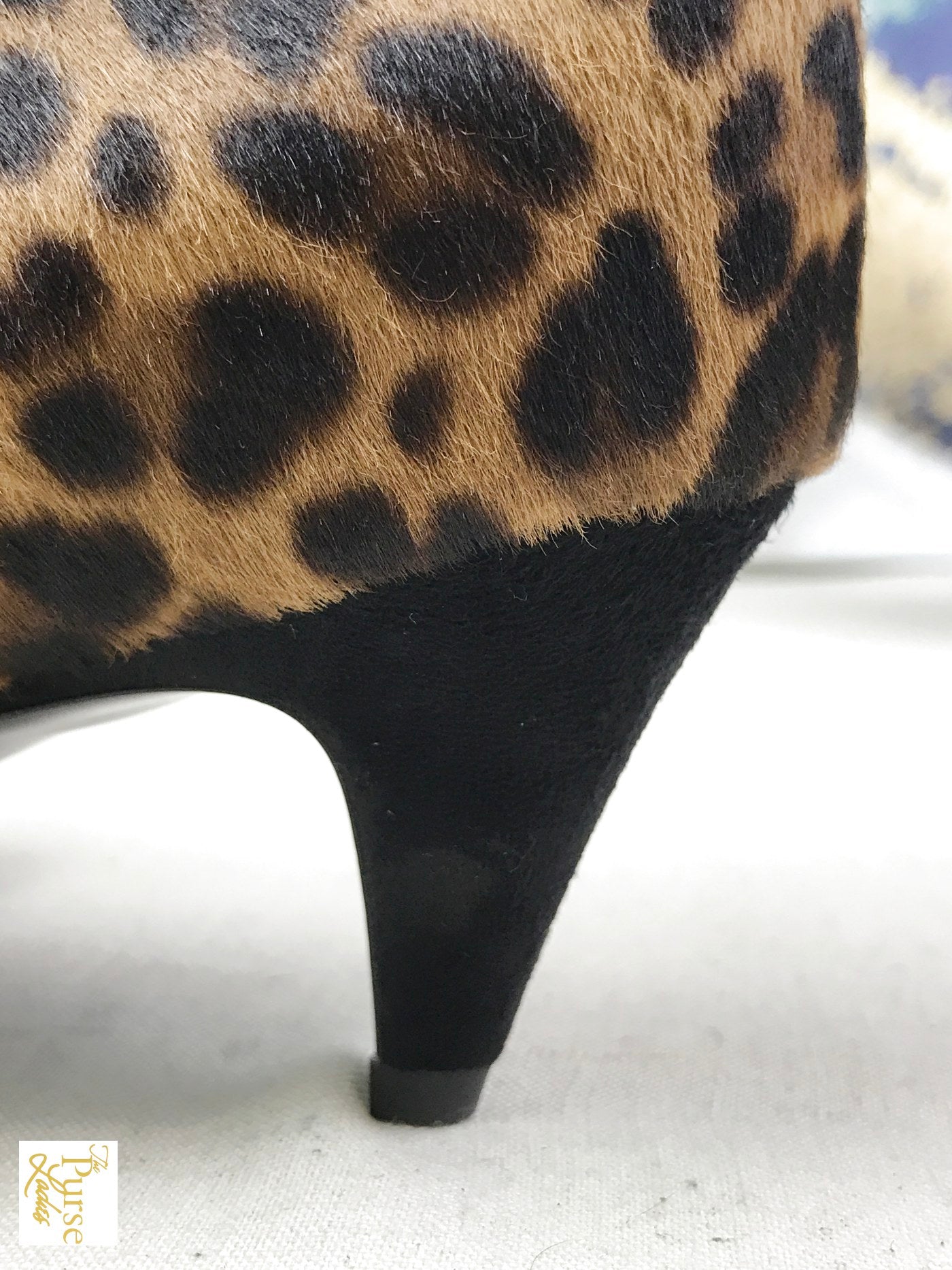 previously owned high end designer cheetah print calf hair large