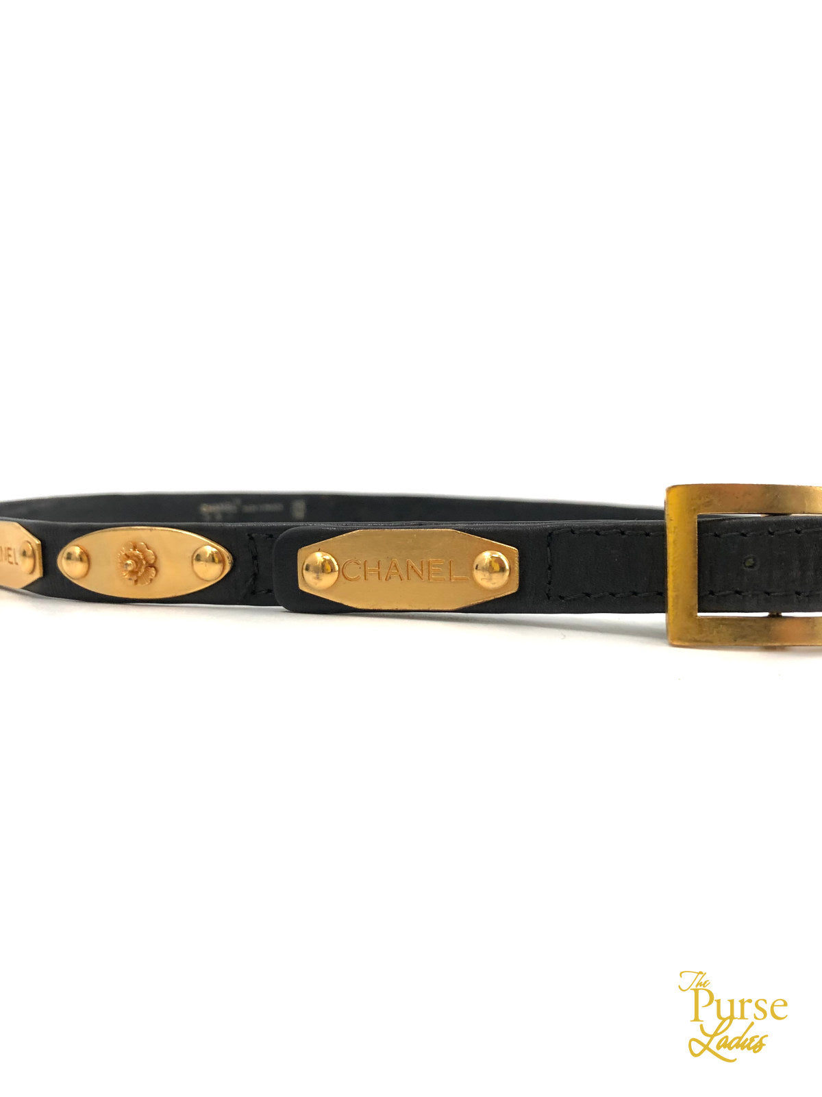 CHANEL CC Large Gold Buckle Evening Leather Waist Belt