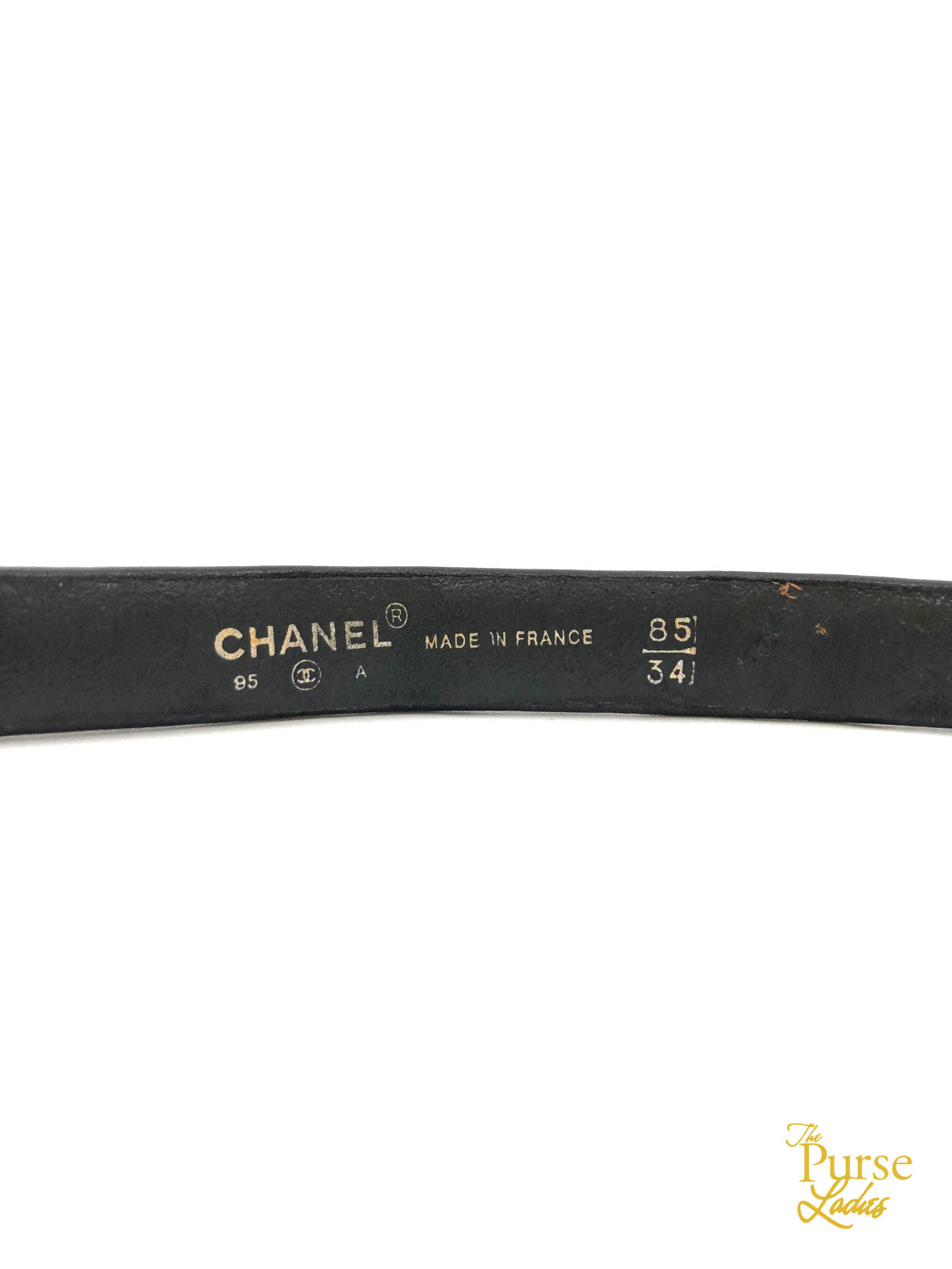 CHANEL Gold Plated & Black Leather CC Logos Vintage Chain Belt #153c Rise-on