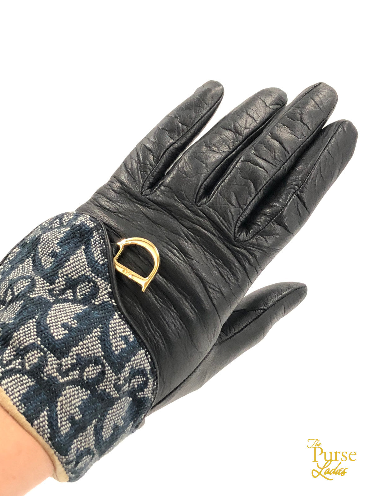 Christian Dior Black Lambskin Leather Trotter Saddle Gloves