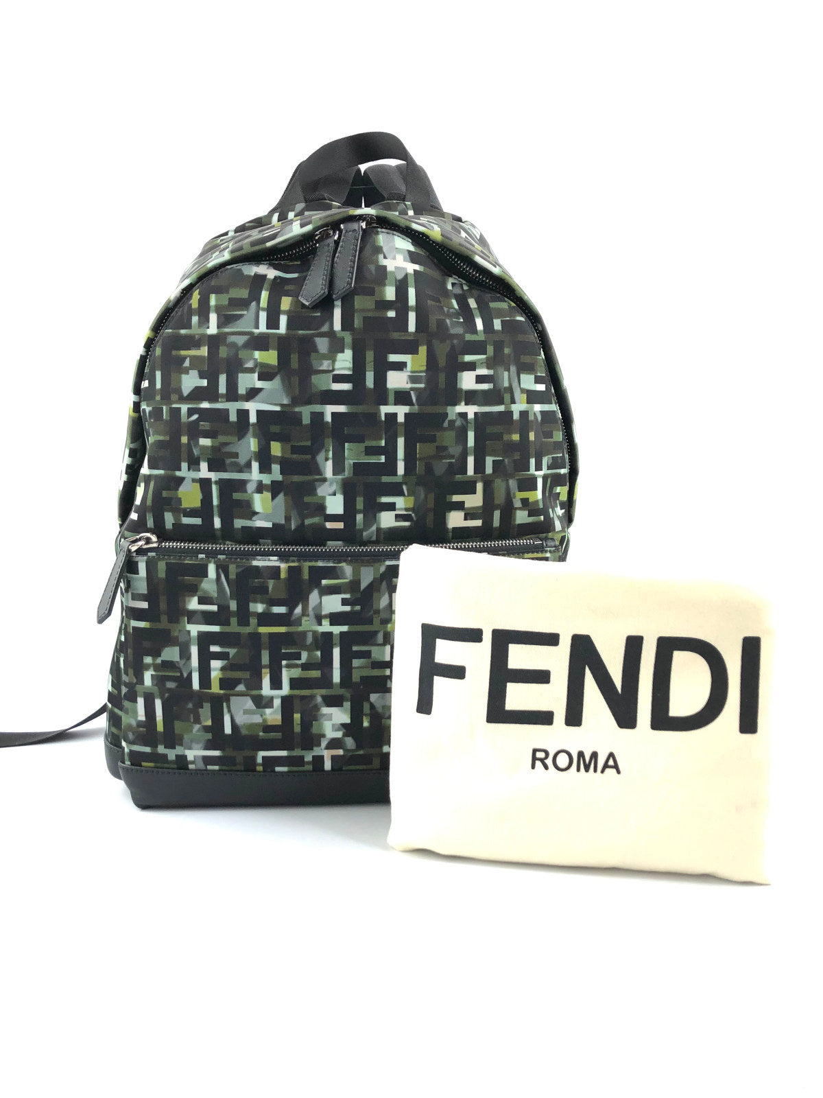 FENDI Multicolor FF Nylon Camouflage Print Backpack