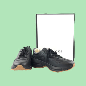 GUCCI Black Leather Rhyton MENS Sneakers SZ8