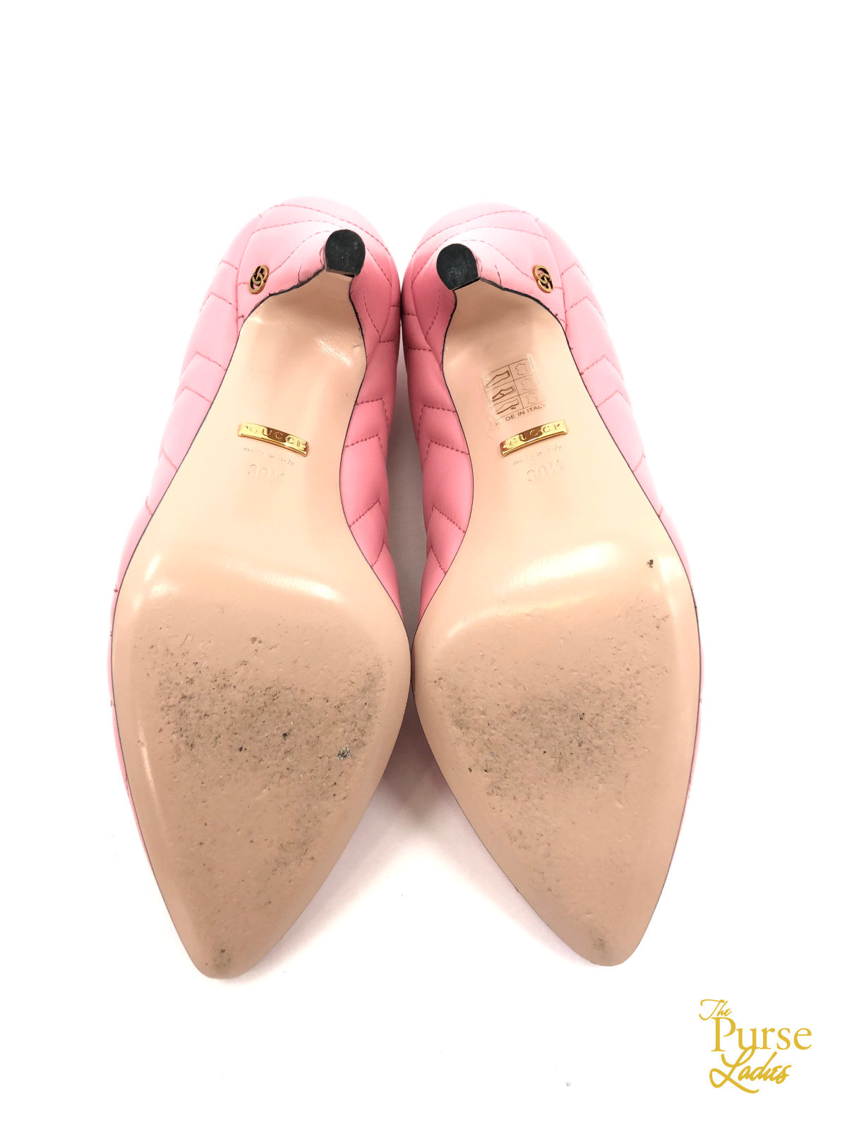 GUCCI Pink Charlotte Chevron Pumps Heels Sz 39.5 - The Purse Ladies