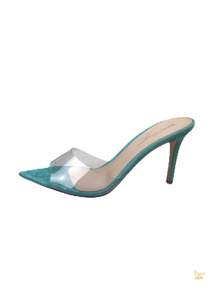 Gianvito Rossi Blue Suede Transparent Heels