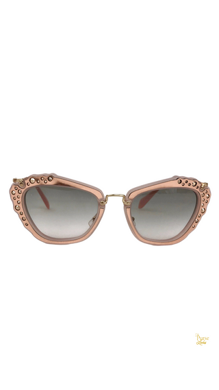 MIU MIU SMU04Q Pink Studded Cateye Sunglasses