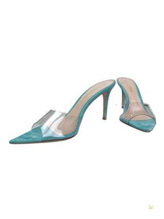 Gianvito Rossi Blue Suede Transparent Heels