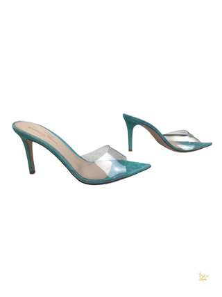 Gianvito Rossi Blue Suede Transparent Heels